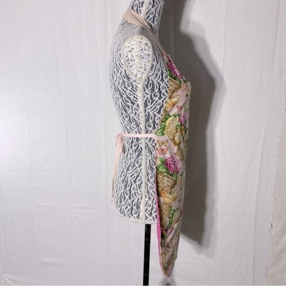 Vintage Handmade Pink Brown Gardening Apron - Picture 2 of 5